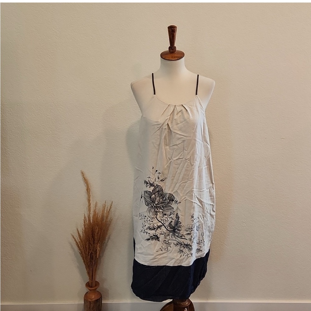 LOFT Floral Linen Sleeveless Dress